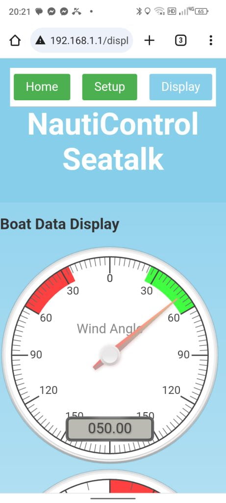 Seatalk Graphical Display web WInd Angle