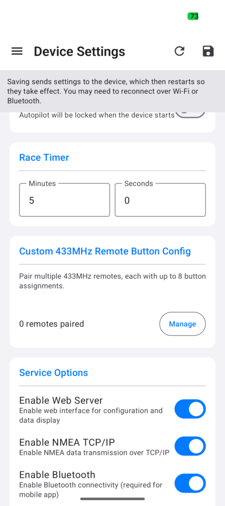 Nauti-Control app settings screen showing paired remotes