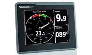 An ST70+. Put it beside the ST70 pilot head further up and the difference is obvious once you know to look: this is an instrument display showing wind, speed and heading, with no pilot keypad at all. It can control a pilot, but the tack angle is not among the settings it offers.